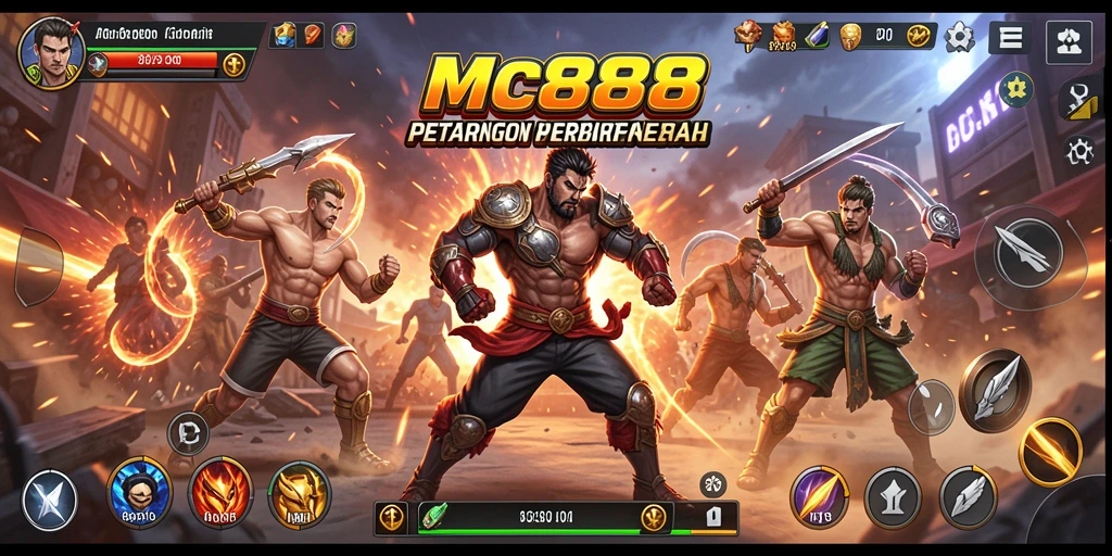 Tampilan gameplay intens dari MC888 dalam pertarungan epik.