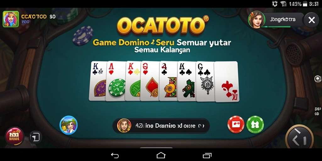 Tampilan gameplay OCATOTO dengan pemain menikmati permainan Domino.