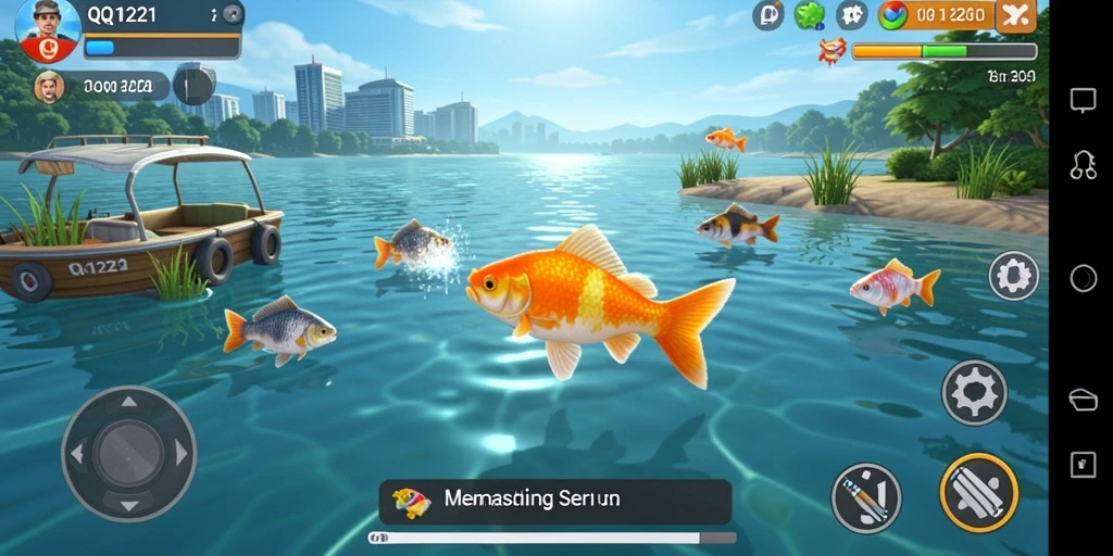 Tampilan gameplay QQ1221 yang menarik saat memancing ikan.