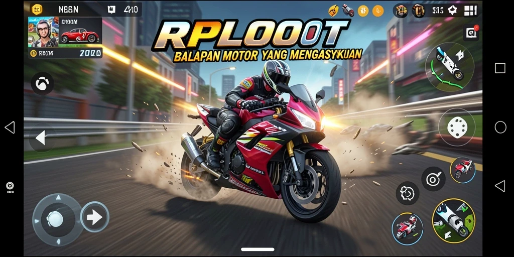 Gameplay mendebarkan balapan motor di RPLOOT.